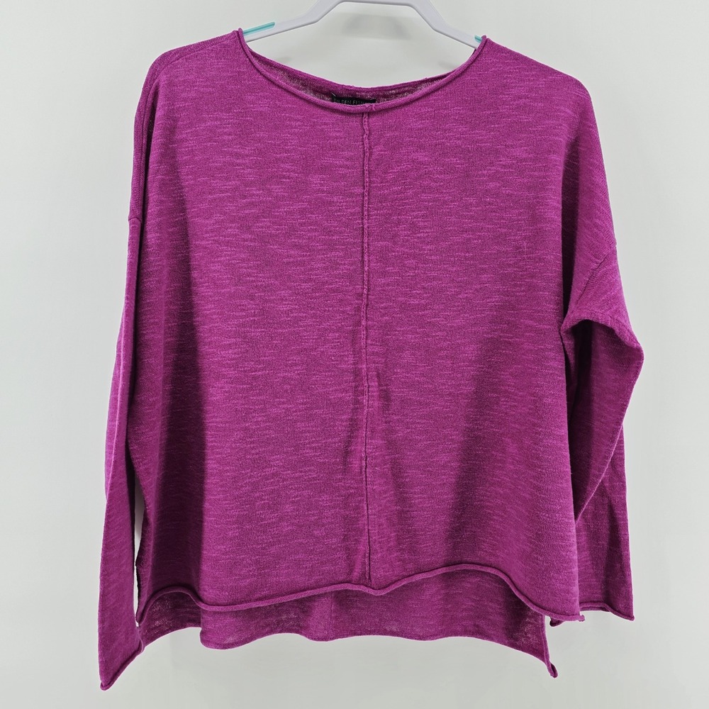 Eileen Fisher Sweater Womens Medium Magenta Pink Organic Linen Cotton Boxy Top